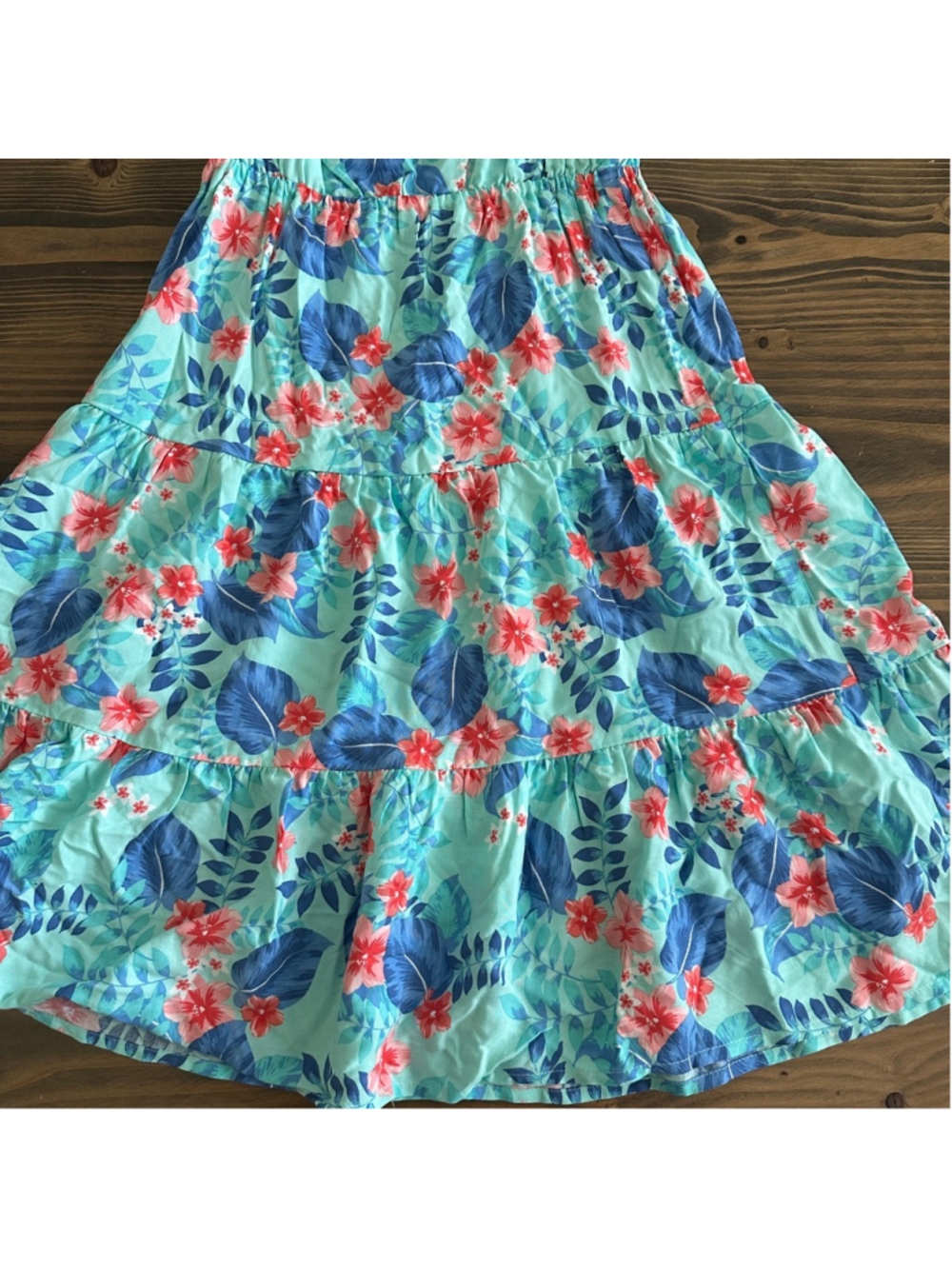 The Children's Place Dress Girls 7 8 Blue Floral Off Shoulder Ruffle - Picture 6 of 6